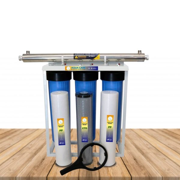 whole house water filter with three stage uv filter system
